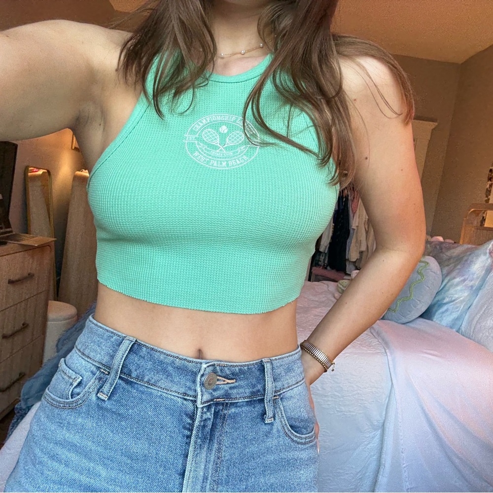 Garage Mint Green Ribbed Crop Top